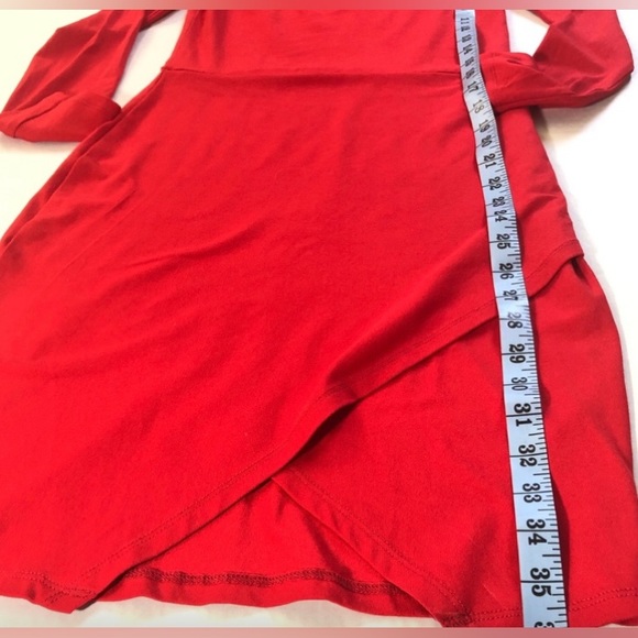 ASOS Red Bodycon cotton blend stretch v-neck dress. - Picture 7 of 8